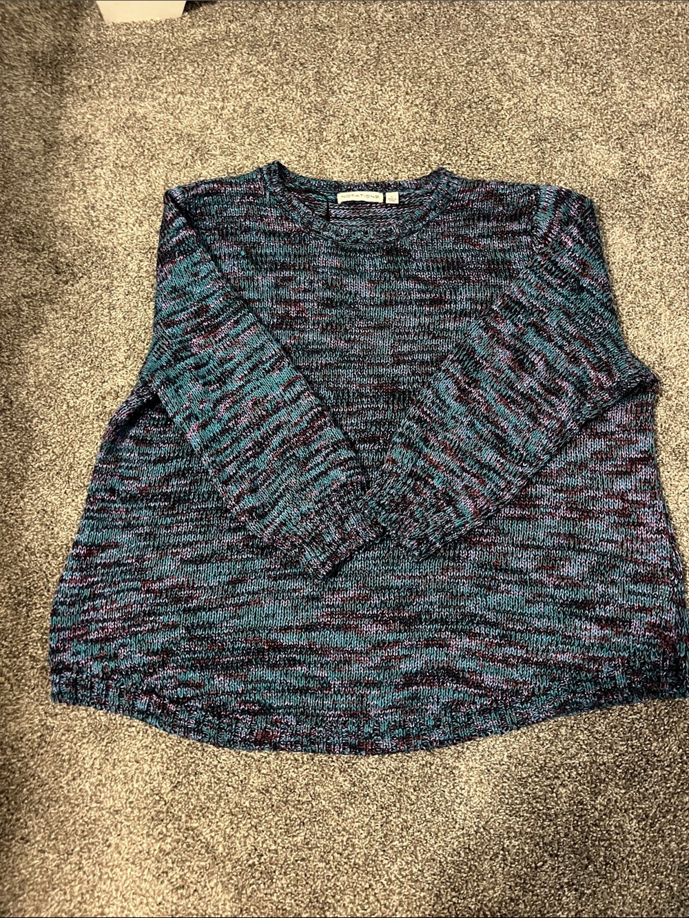 Notations Teal, Blue and Purple Marled Crewneck Sweater
